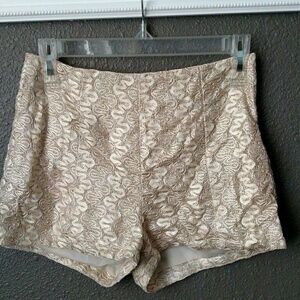 Mustard Seed Gold Lace High Waist Shorts